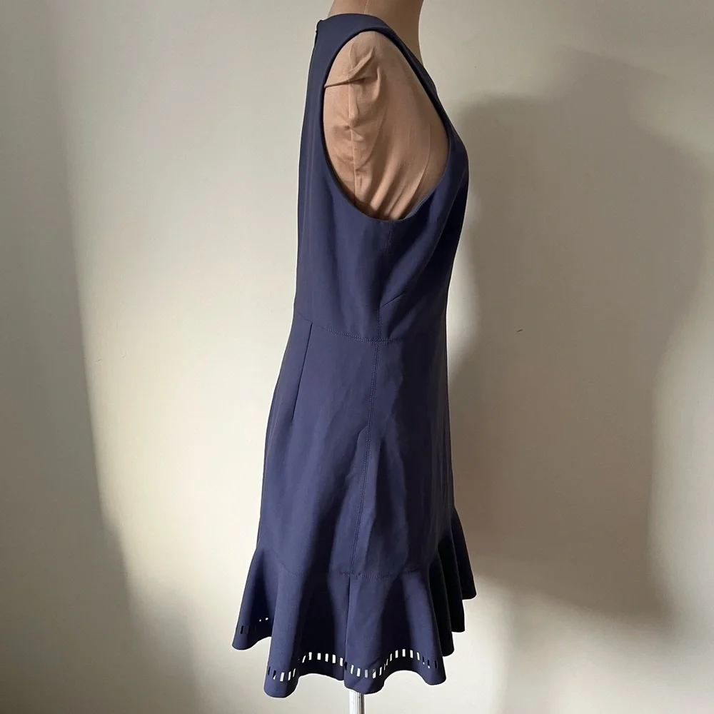 Elizabeth & James Hadley Fit & Flare Blue Laser Cut Sleeveless Mini Dress EUC 10